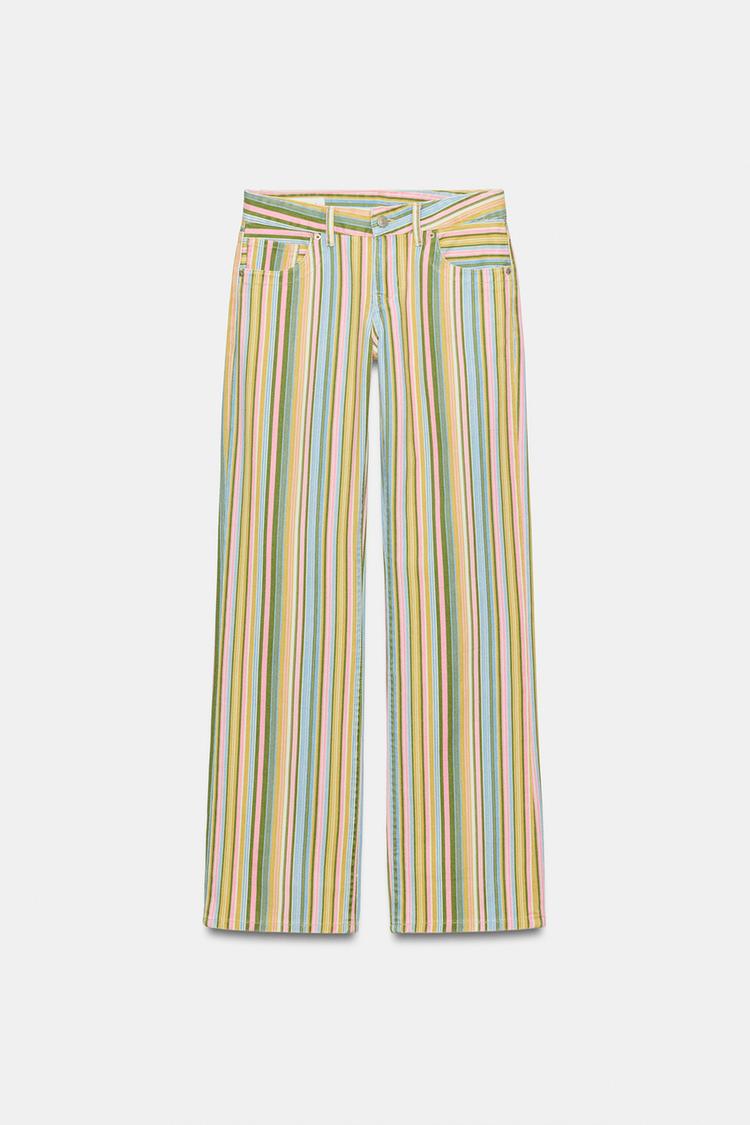 LOW RISE STRIPED WIDE LEG JEANS
