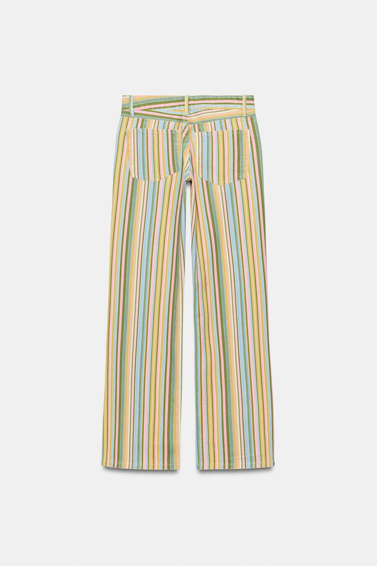 LOW RISE STRIPED WIDE LEG JEANS